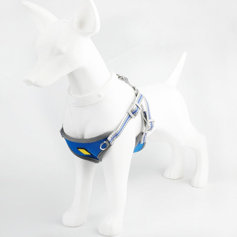 Blue Reflective Nylon Dog Harness