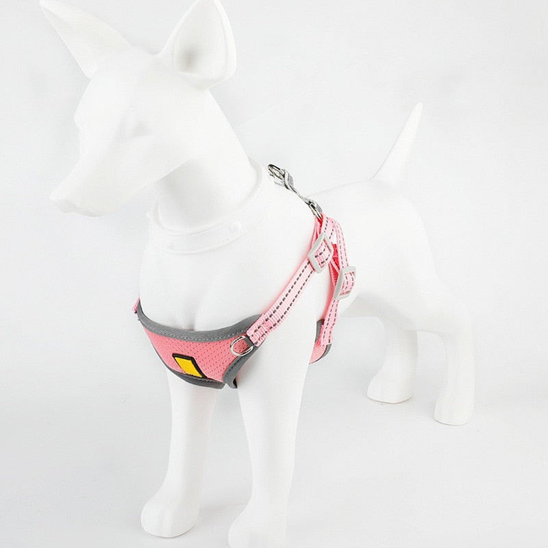 Pink Reflective Nylon Dog Harness