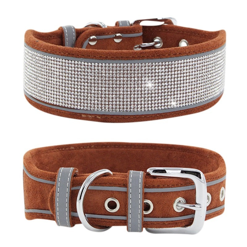 Rhinestone Reflective Dog Collar