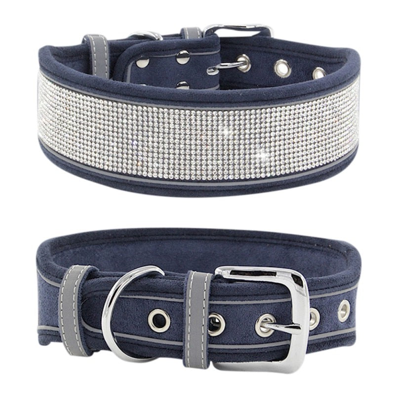 Rhinestone Reflective Dog Collar