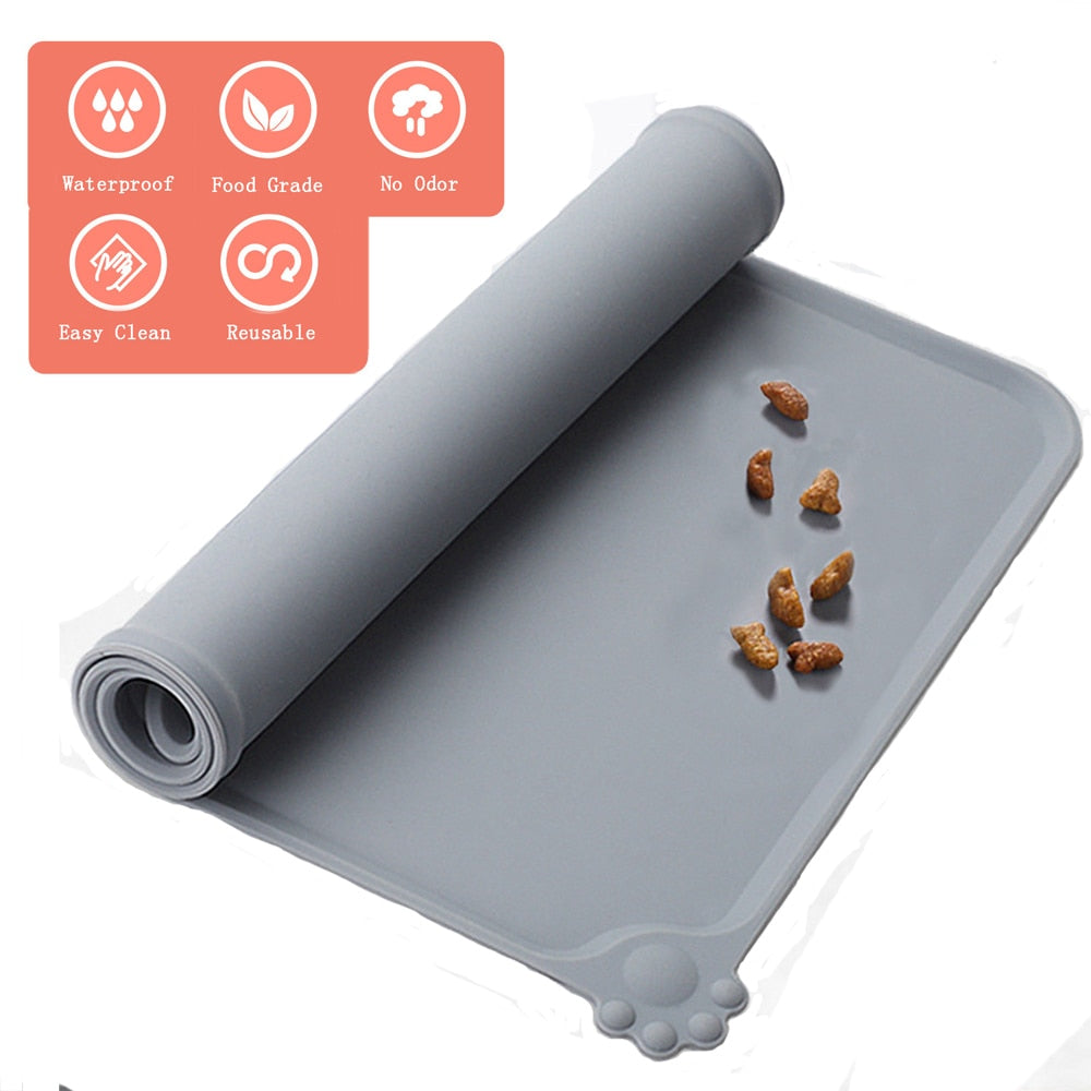 Gray Silicone Pet Bowl Mat