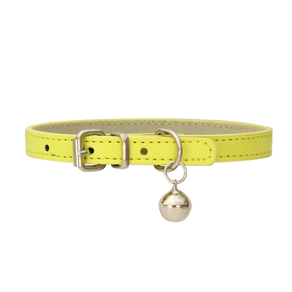 Green Vegan Leather Collar With Bell