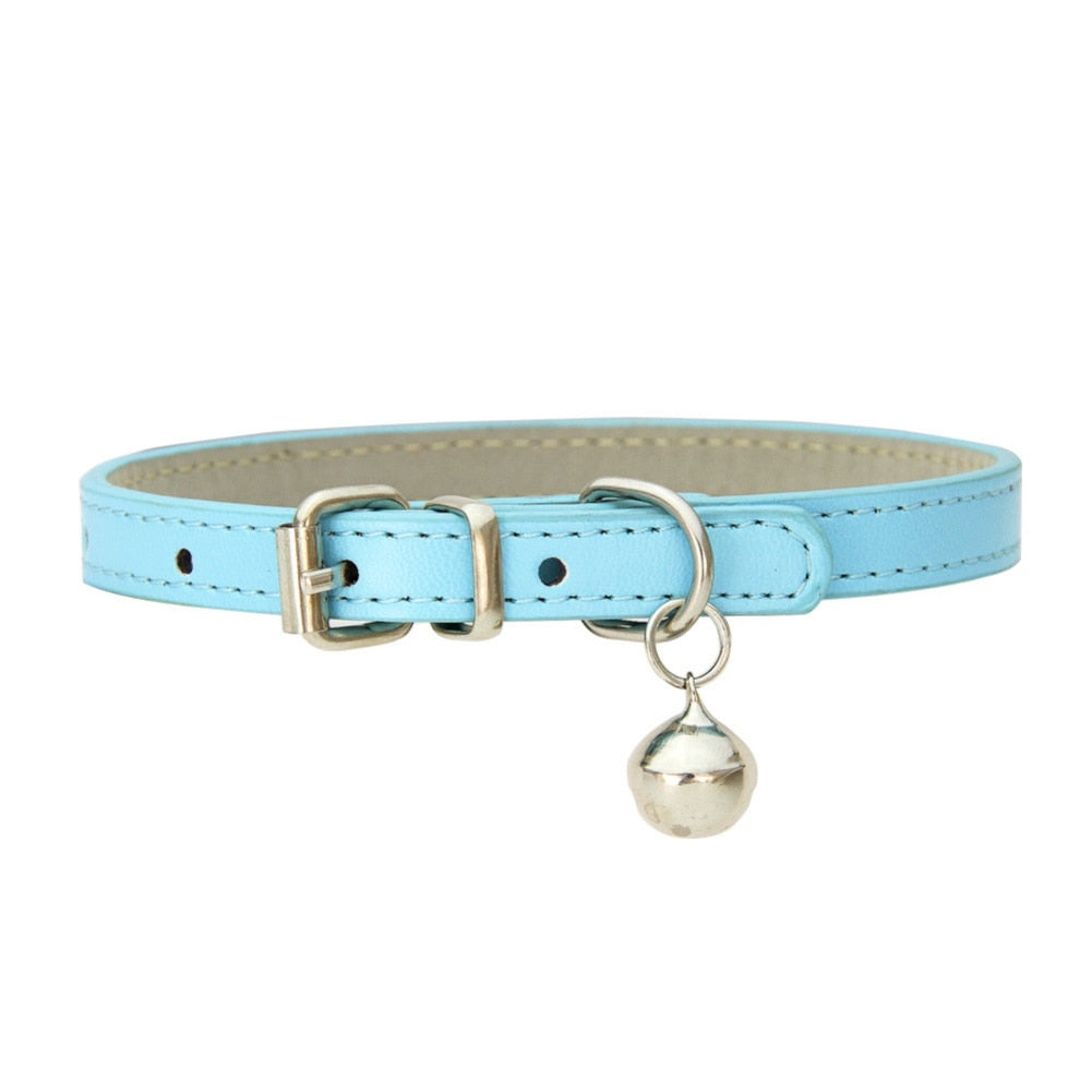 Green Vegan Leather Collar With Bell