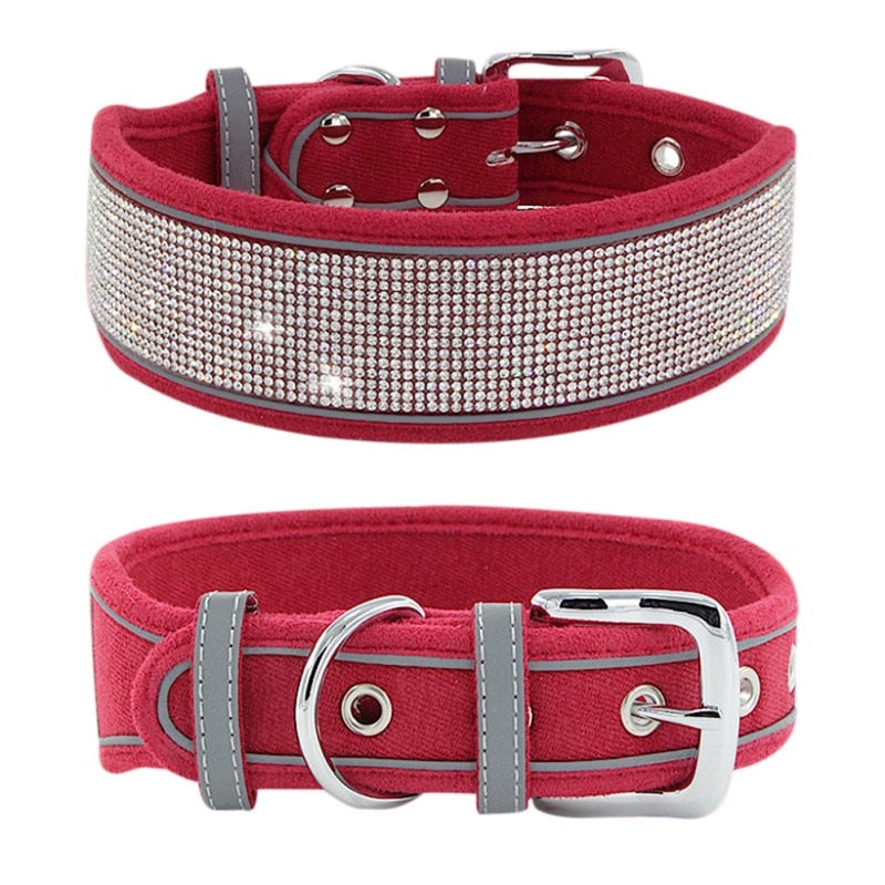 Rhinestone Reflective Dog Collar