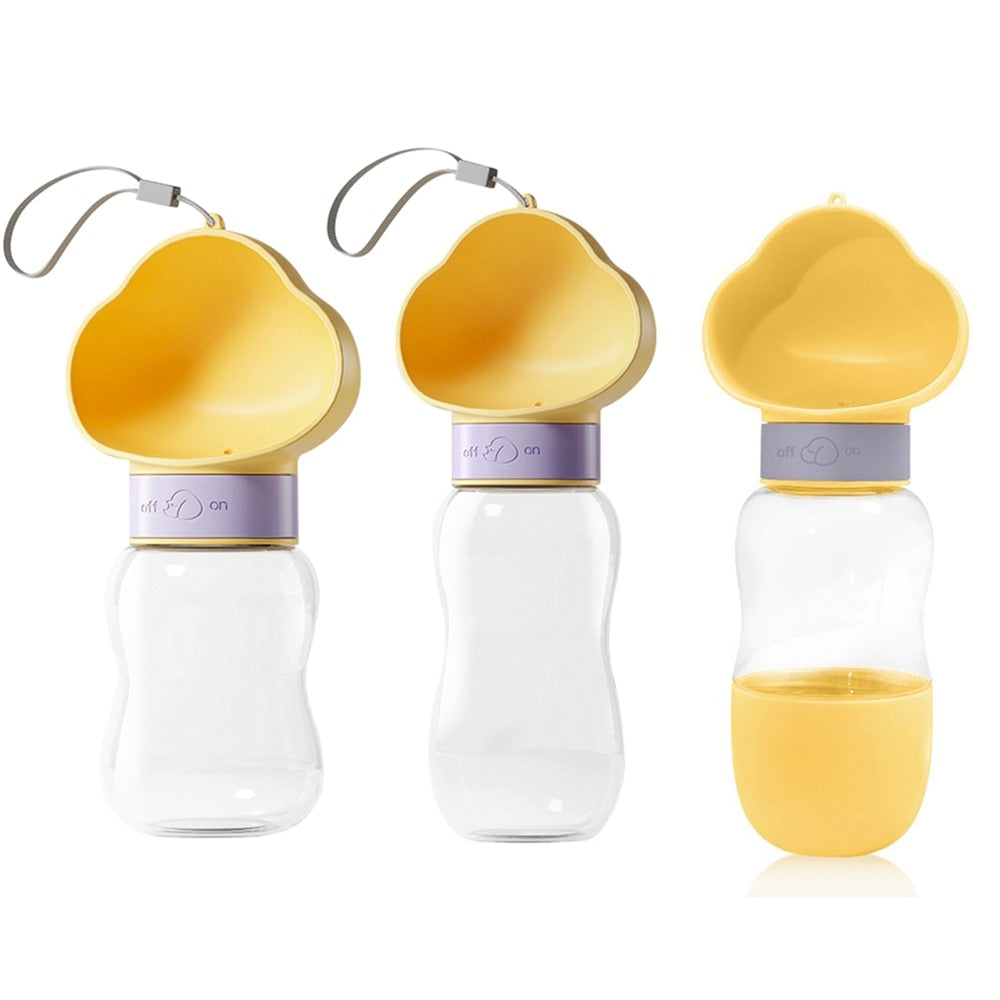 Yellow Pet Water Bottle With Food Container