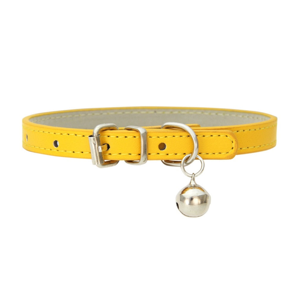 Orange Vegan Leather Collar With Bell