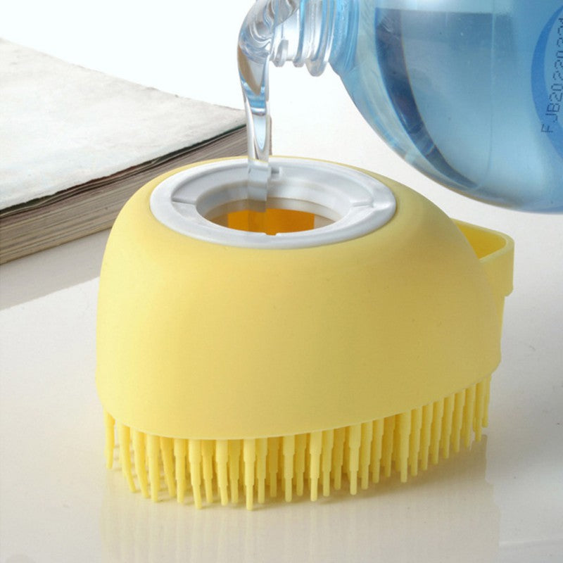 Green Shampoo Dispensing Pet Bath Massage Brush