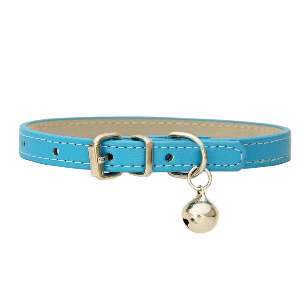 Green Vegan Leather Collar With Bell