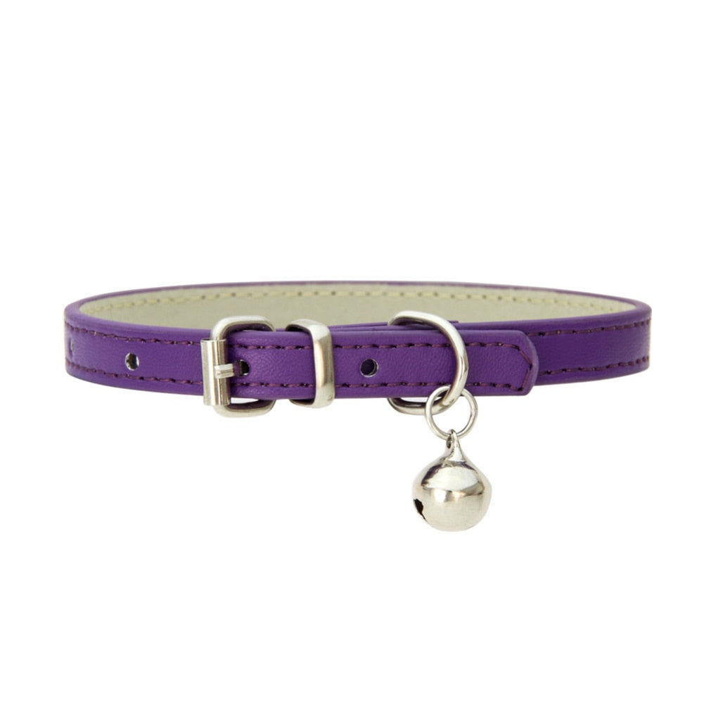 Pink Vegan Leather Collar With Bell