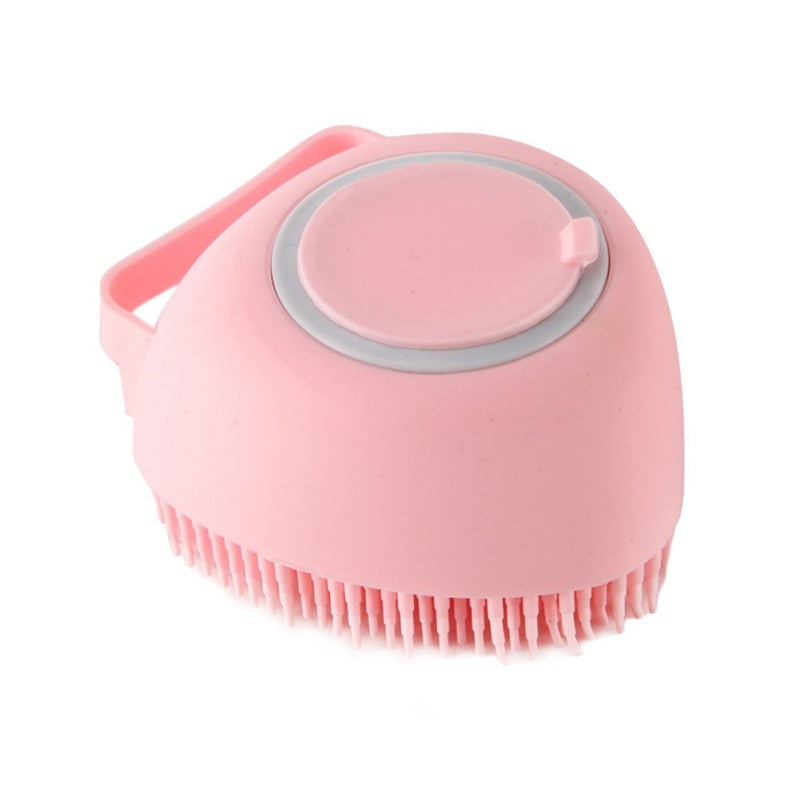 Pink Shampoo Dispensing Pet Bath Massage Brush