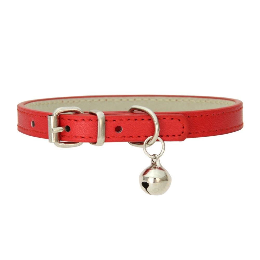 Orange Vegan Leather Collar With Bell