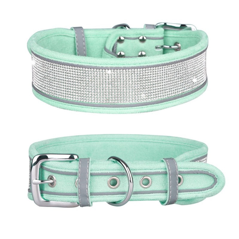 Rhinestone Reflective Dog Collar