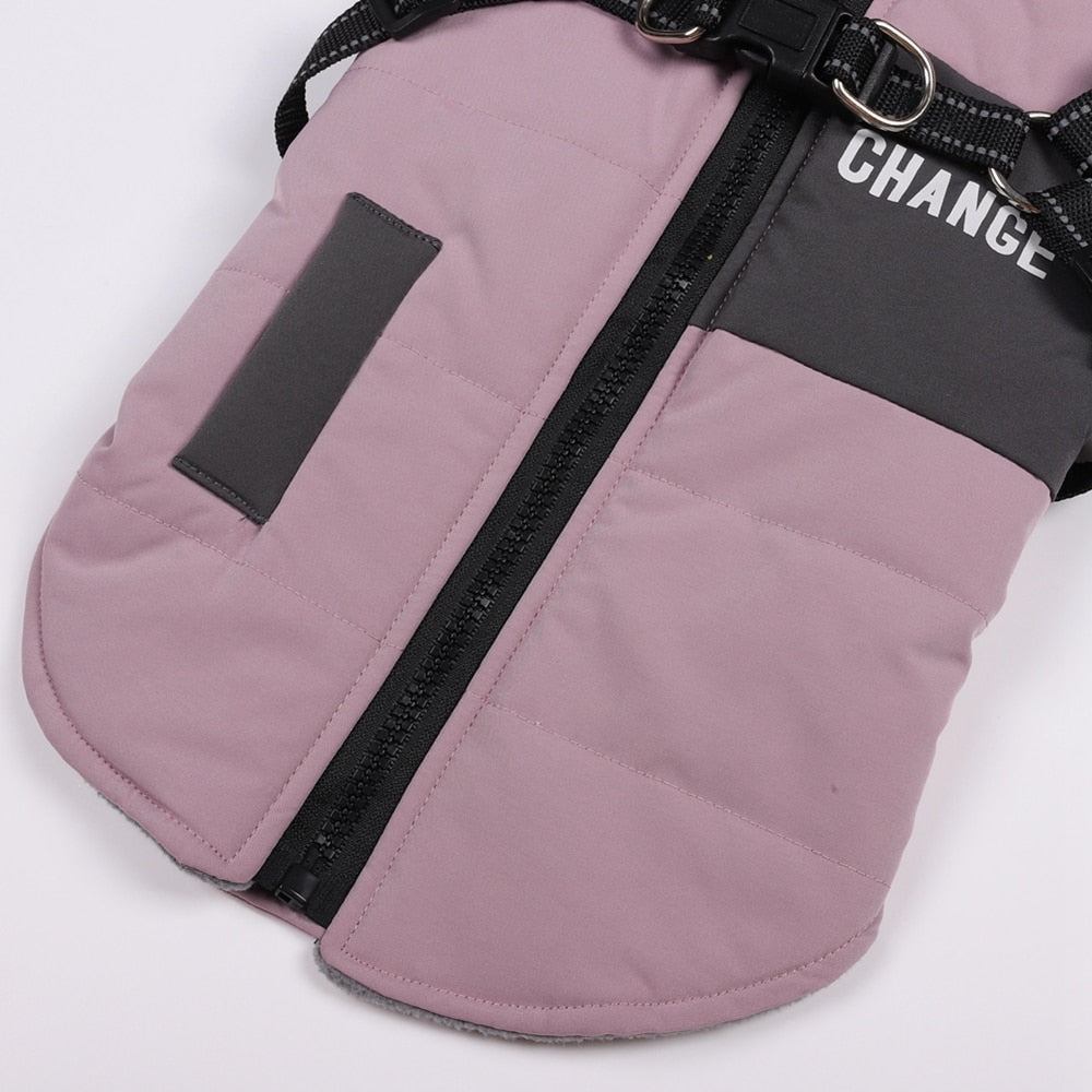 Pink Lined Pet Vest With Harness & Leash