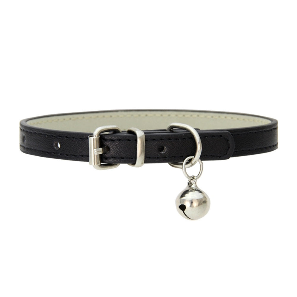 Pink Vegan Leather Collar With Bell