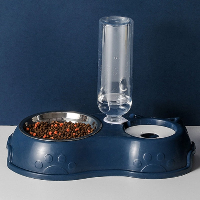 Navy Cute Ears 2-in-1 Pet Feeder