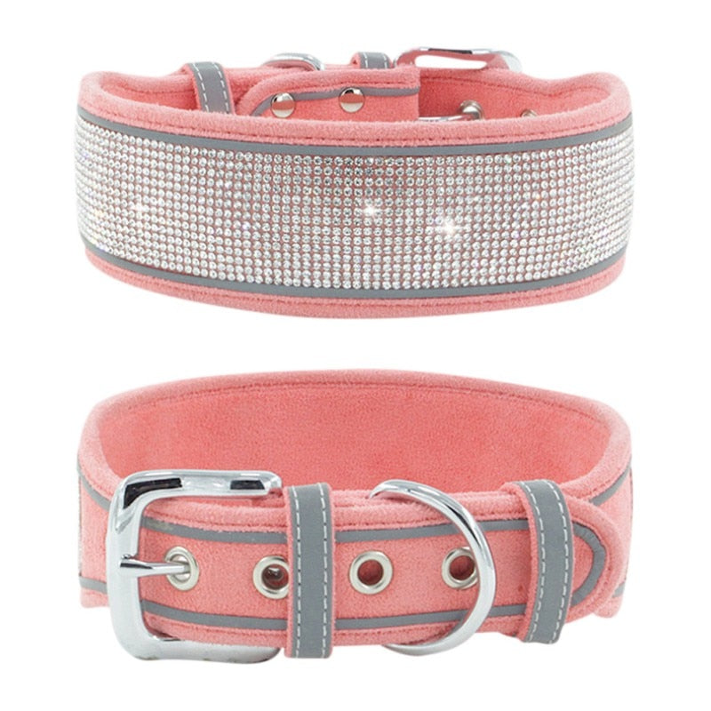 Rhinestone Reflective Dog Collar