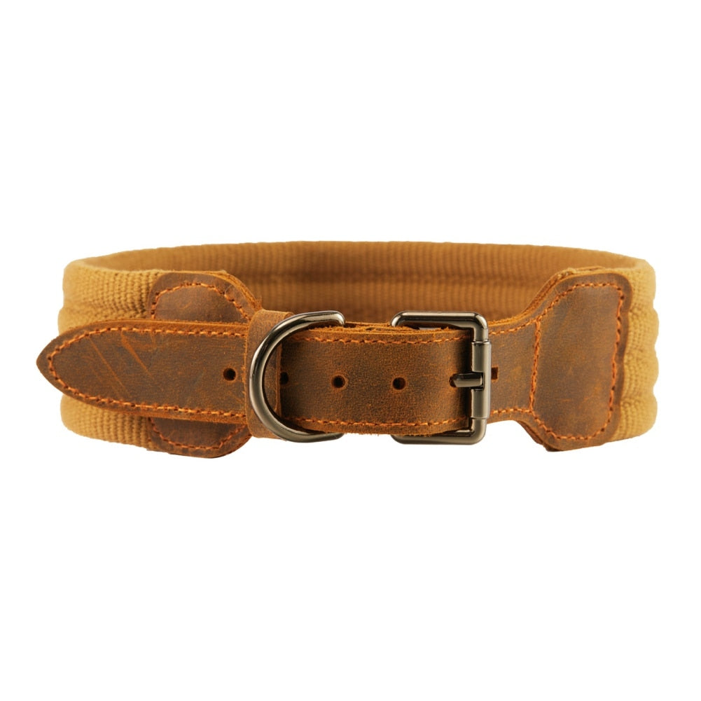 Adjustable Tactical Leather Dog Collar