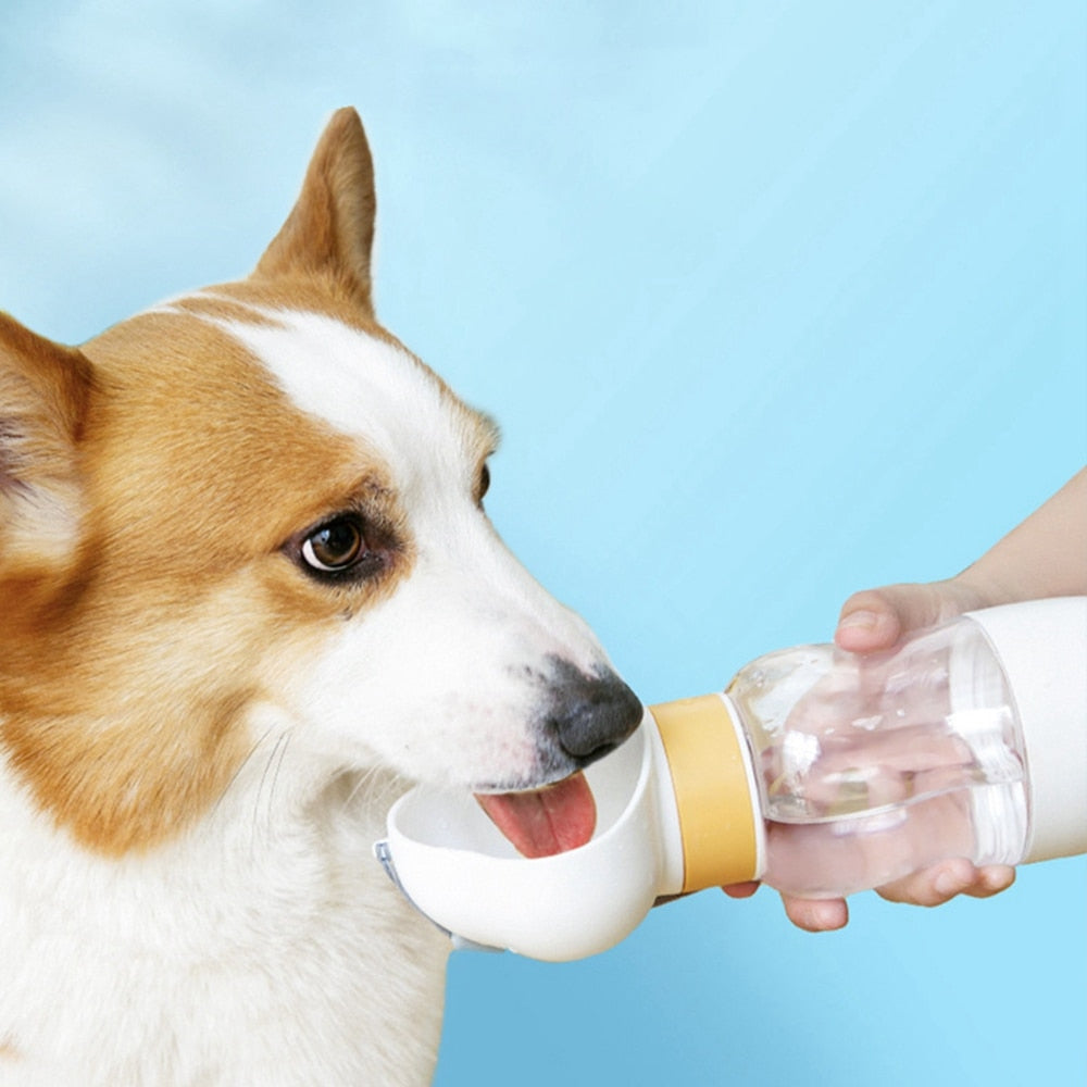 Yellow Pet Water Bottle With Food Container