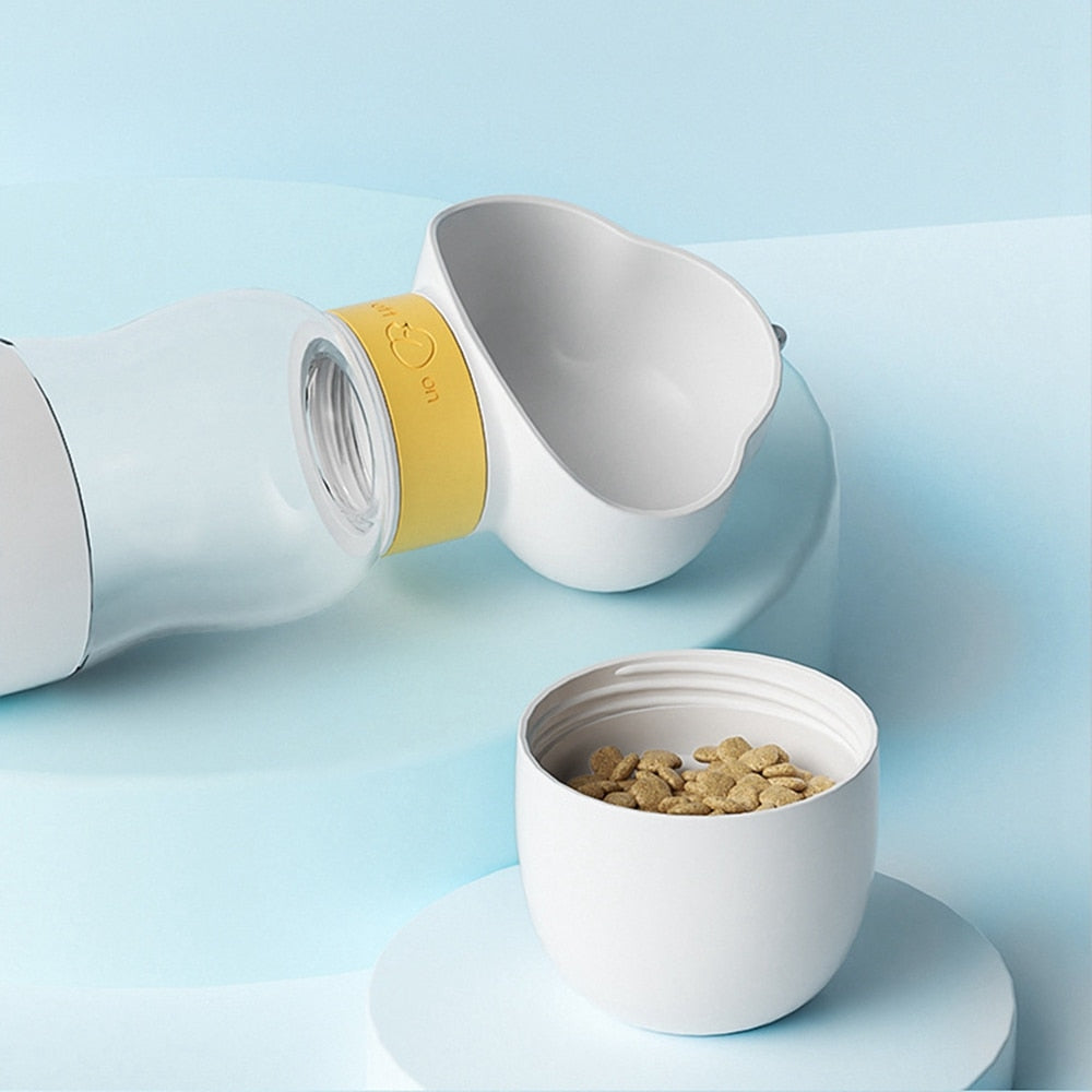 Yellow Pet Water Bottle With Food Container