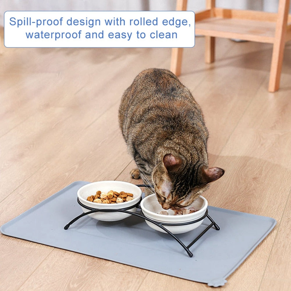 Blue Silicone Pet Bowl Mat