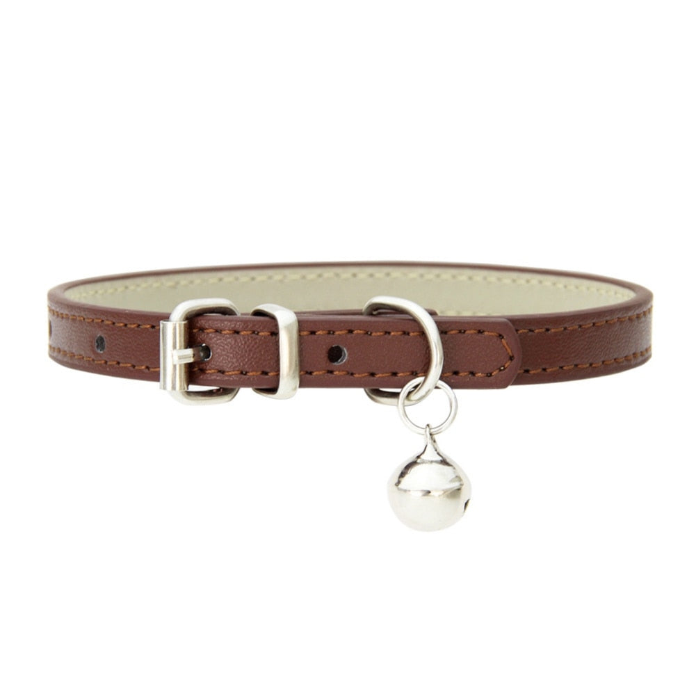 Pink Vegan Leather Collar With Bell