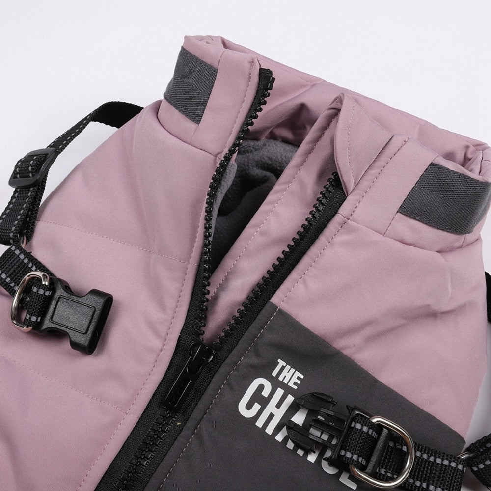 Pink Lined Pet Vest With Harness & Leash